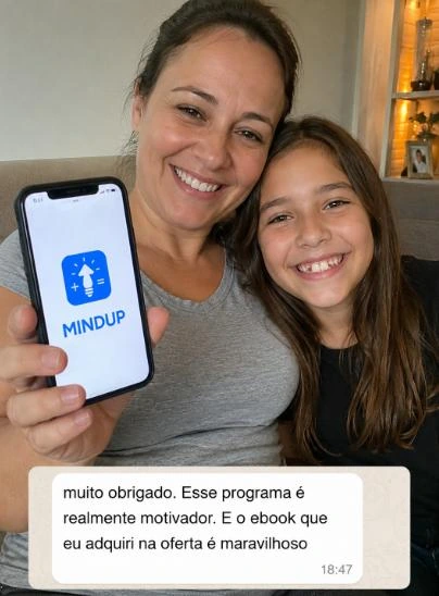 Responsável e adolescente mostrando o MindUp