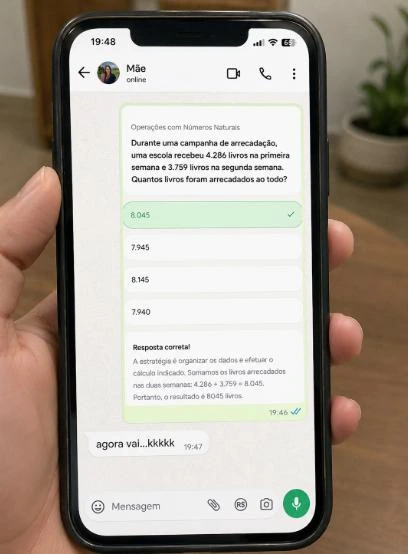 Conversa no WhatsApp sobre experiência com o MindUp